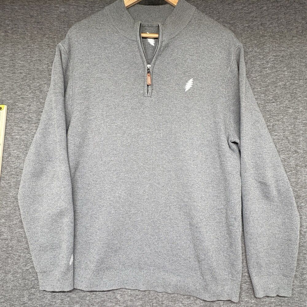 SEC 119 Mens Large Pullover Quarter Zip Sweater Grateful Dead Gray Lightning